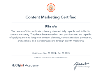 hubspotcertificate of rifa